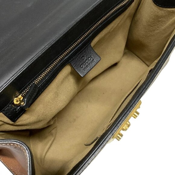 Auth GUCCI Padlock GG Supreme 409486 Beige Ebony Black PVC Leather Shoulder Bag - Picture 13 of 16